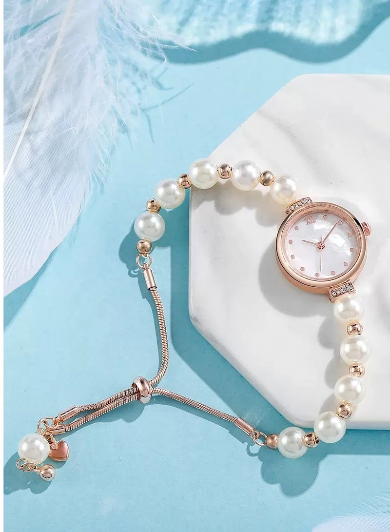 إكس أس في أو ساعة أنيقة لؤلؤة لؤلؤة لؤلؤة مع سوار قابل للتعديل - ساعة كوارتز للسيدات - Image 2