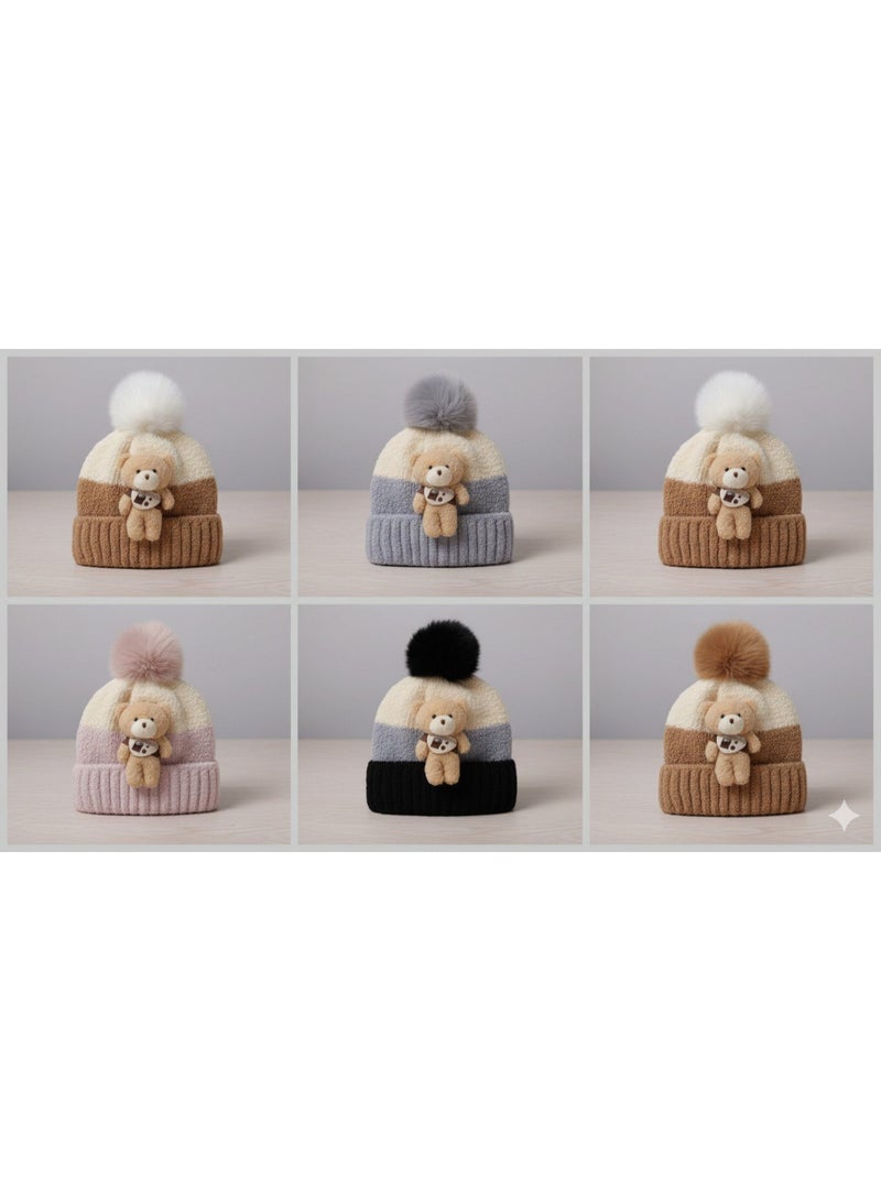 Cute Bear Winter Hat for Kids! Adorable and cute design with pop-out ears and a smiling bear face, suitable for boys and girls from infancy up to approximately 6 years old. Perfect for everyday outings or playing outdoors during winter. Easy to wear and gives your child a fun and adorable look. - Image 2