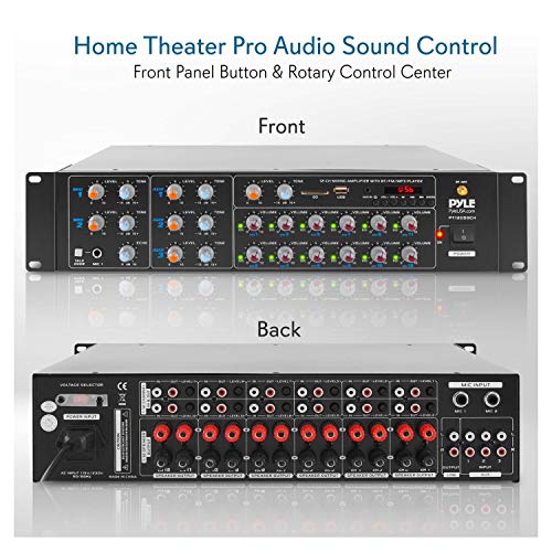 Pyle 12 Channel Power Amplifier w Bluetooth Wireless- 600W Max Power Rack Mount Amplifier with Multi-Zone Sound Mixer–RCA, USB and AUX inputs-Great for Restaurant, Theater, Studio or Stage- PT12050CH - Image 2