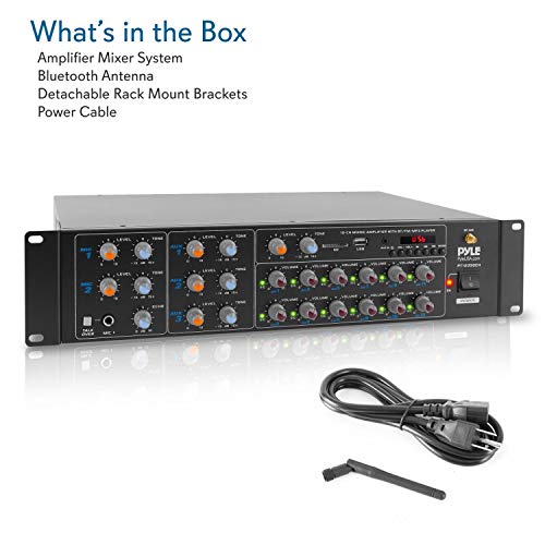 Pyle 12 Channel Power Amplifier w Bluetooth Wireless- 600W Max Power Rack Mount Amplifier with Multi-Zone Sound Mixer–RCA, USB and AUX inputs-Great for Restaurant, Theater, Studio or Stage- PT12050CH - Image 5