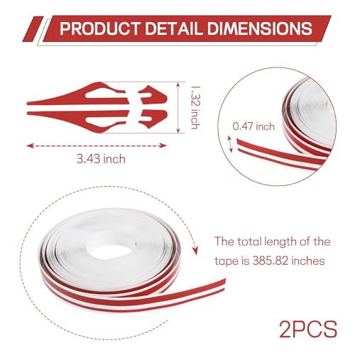 ongfuwu 2 Rolls32Ft Car Pinstriping Tape Vinyl Automotive Pinstriping Tape Stripe Decal DIY Car Body Side Stripes Trim Sticker Universal for Motorcycle Door Home Musical InstrumentRed - Image 3