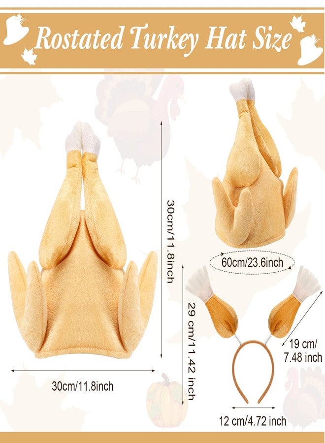 Glimin 4 Pack Thanksgiving Roasted Turkey Hat Thanksgiving Turkey Drumstick Headbands Plush Roasted Turkey Cap Drumstick Headband Turkey Legs Drumstick Boppers for Thanksgiving Birthday Party Favors - Image 2