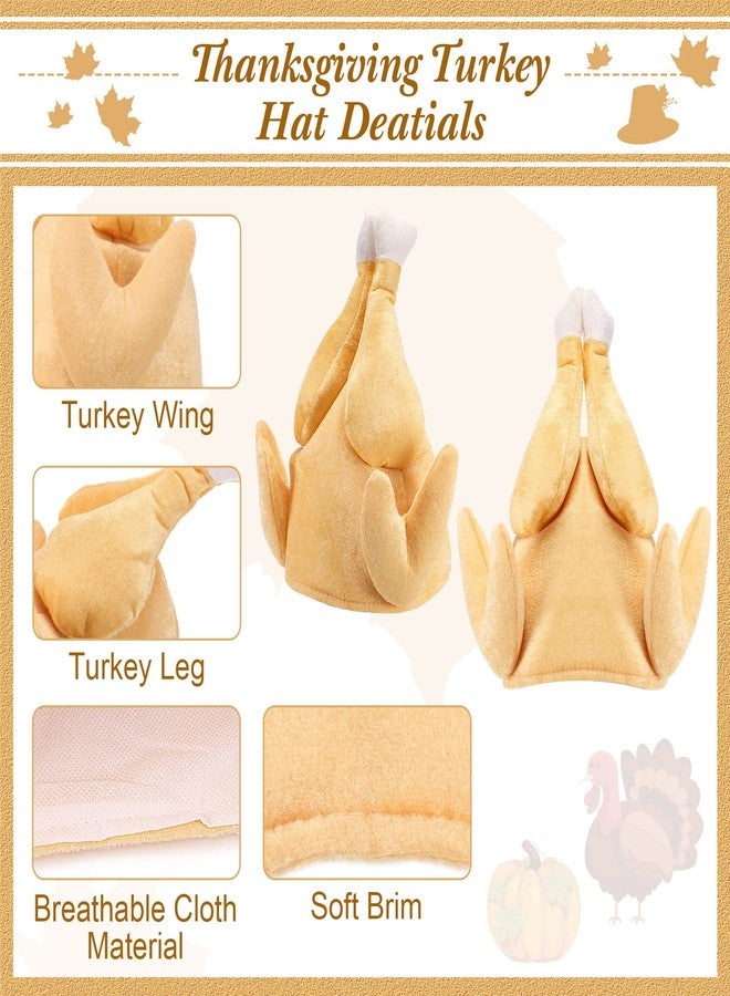Glimin 4 Pack Thanksgiving Roasted Turkey Hat Thanksgiving Turkey Drumstick Headbands Plush Roasted Turkey Cap Drumstick Headband Turkey Legs Drumstick Boppers for Thanksgiving Birthday Party Favors - Image 3