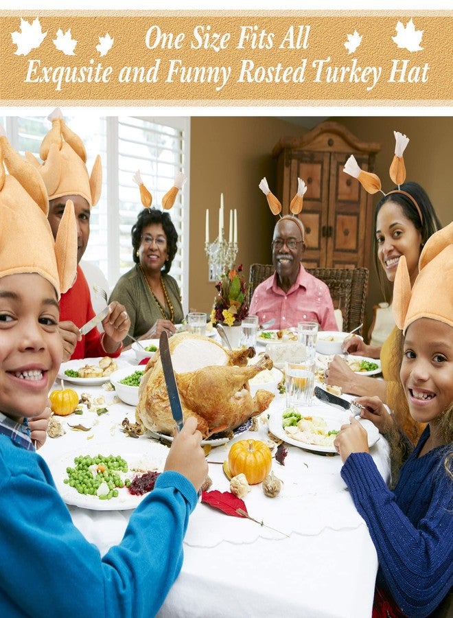 Glimin 4 Pack Thanksgiving Roasted Turkey Hat Thanksgiving Turkey Drumstick Headbands Plush Roasted Turkey Cap Drumstick Headband Turkey Legs Drumstick Boppers for Thanksgiving Birthday Party Favors - Image 5