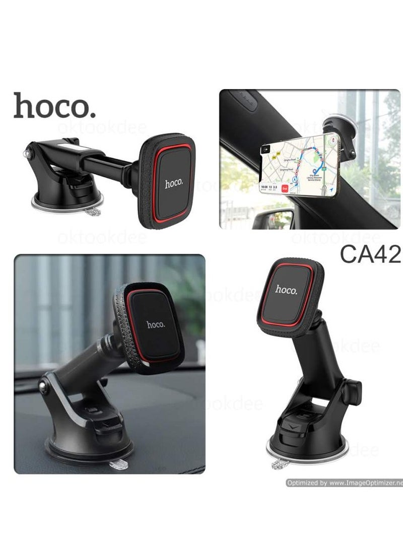 Hoco CA42 Cool Journey Dashboard Phone Holder with Adjustable Stretch Rod | Universal Car Mount with 360° Rotation & Strong Suction | Anti-Slip Grip for Smartphones | Ideal for Safe Driving, Navigation & Hands-Free Calls – Black  - Image 2