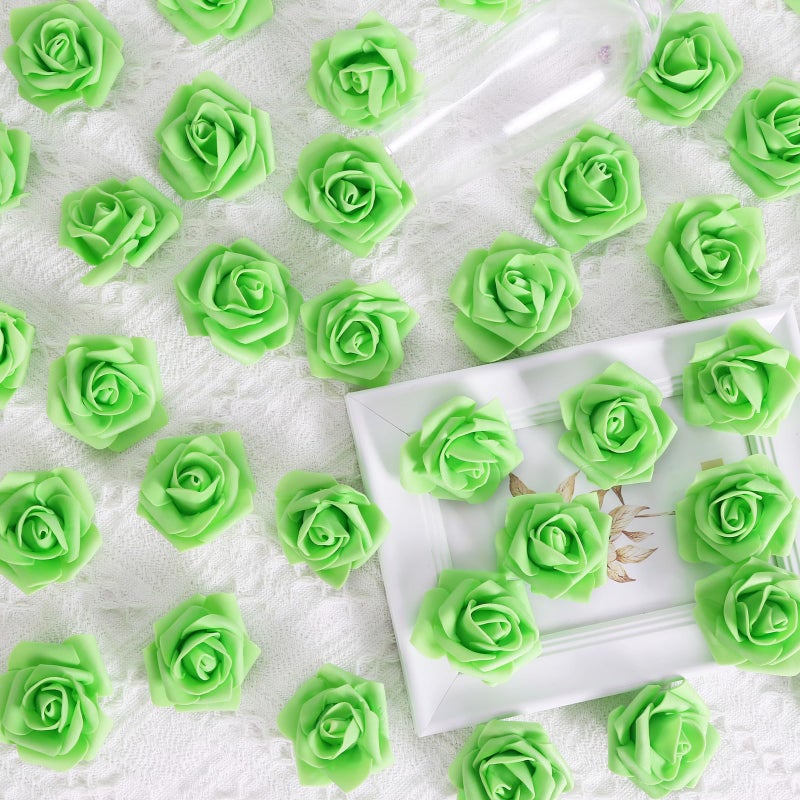 INSUNSIX Artificial Roses 200PCS Foam Roses 1.97in Rose Flower Heads Craft Flowers for DIY Wedding Party Home Decoration(Light Green) - Image 2