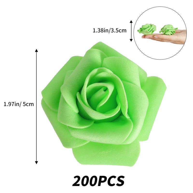 INSUNSIX Artificial Roses 200PCS Foam Roses 1.97in Rose Flower Heads Craft Flowers for DIY Wedding Party Home Decoration(Light Green) - Image 3