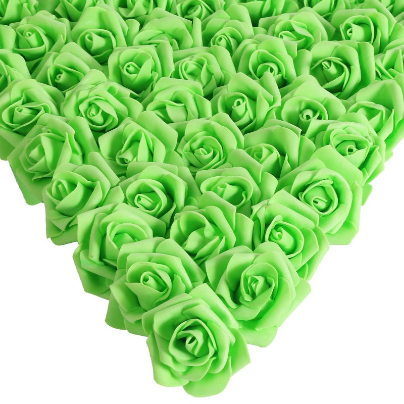 INSUNSIX Artificial Roses 200PCS Foam Roses 1.97in Rose Flower Heads Craft Flowers for DIY Wedding Party Home Decoration(Light Green) - Image 1