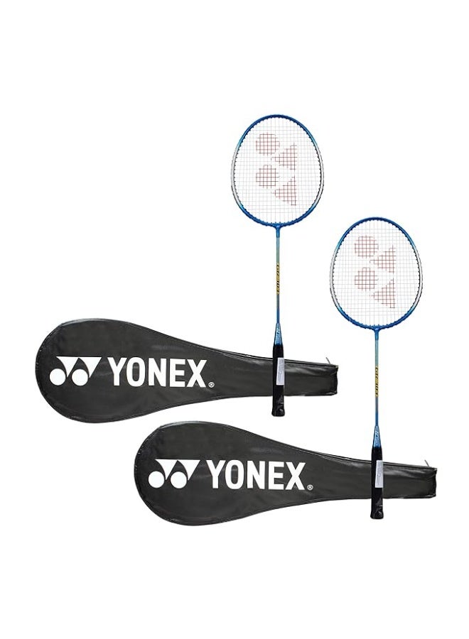 يونيكس مضرب تنس الريشة Yonex GR 303 المصنوع من مزيج الألومنيوم مع غطاء كامل، طقم من قطعتين (أزرق/أزرق) - Image 1