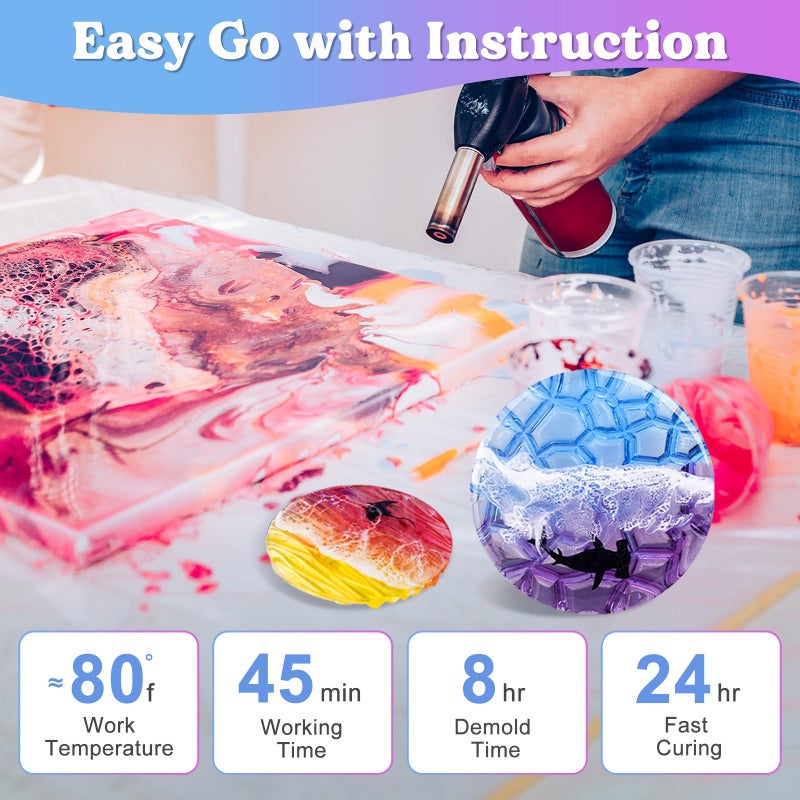 LET'S RESIN 1 Gallon Epoxy Resin Kit with Color Pigment, Crystal Clear & No Bubble Epoxy Kit, Not Yellowing & Low Odor Casting Resin for Art, Craft, Jewelry, River Table - Image 5