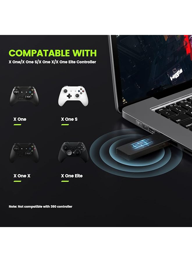 إيروريكس محول لاسلكي لـ Xbox محول Xbox اللاسلكي لأجهزة الكمبيوتر التي تعمل بنظام Windows 10 8 8.1 7 محول وحدة تحكم لاسلكية متوافق مع Xbox One و Xbox One XS و Elite و Elite Series 2 و Xbox Series XS Controller - Image 4
