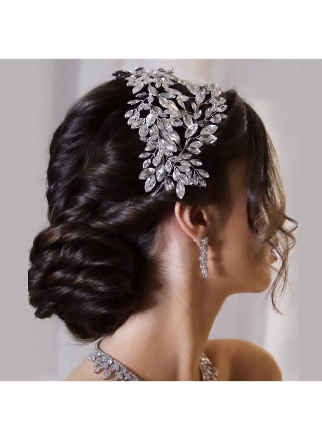 ZHENM Rhinestone Wedding Headband,Bridal Headpiece for Wedding,Party Hair Accessories for Women - Image 3