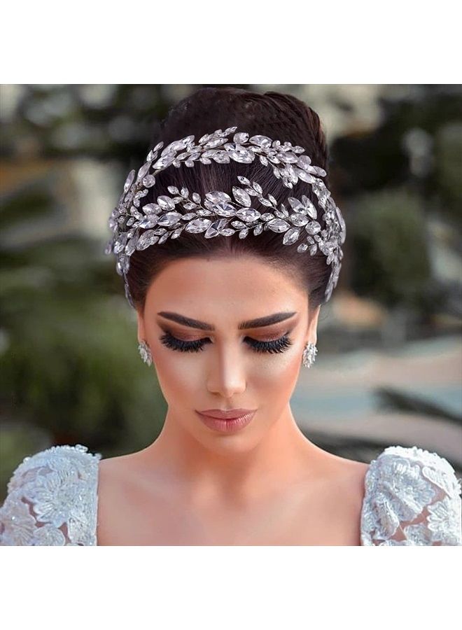 ZHENM Rhinestone Wedding Headband,Bridal Headpiece for Wedding,Party Hair Accessories for Women - Image 2