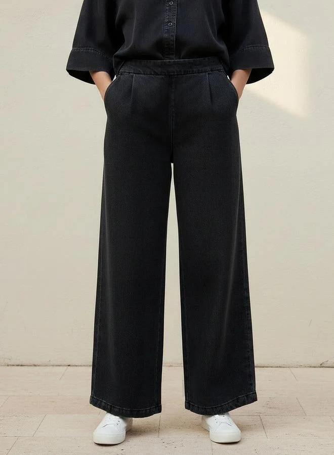 Splash FAV Wide Leg High Rise Trousers with Elasticated Waistband