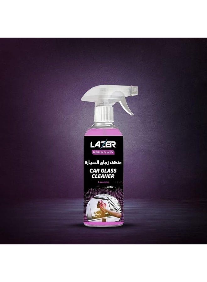 LAZER Car Glass Cleaner Spray 500ml Lavender Scent | Streak-Free Window Cleaner for Cars | Anti-Fog, Dust & Dirt Remover | Safe for Windshield, Mirrors & Interior Glass | Easy Spray Trigger Bottle - Image 4