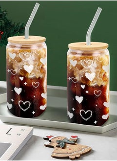 2 Pack Coffee Cups with Lids,16oz Glass Cups with Straws and Lids-Glass Coffee Cups,Drinking Beer Glasses with Bamboo Lids,Cute Glass Cups, Heart Shaped Glasses Cups - pzsku/ZCCCD9555984E27012F7AZ/45/_/1736650730/b0c3c055-7f64-4bf1-add2-31995f20f1a9