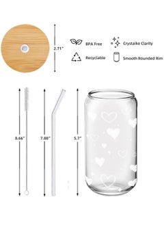 2 Pack Coffee Cups with Lids,16oz Glass Cups with Straws and Lids-Glass Coffee Cups,Drinking Beer Glasses with Bamboo Lids,Cute Glass Cups, Heart Shaped Glasses Cups - pzsku/ZCCCD9555984E27012F7AZ/45/_/1736650731/bf1b7966-7625-4232-8ee1-893a40f30cd9