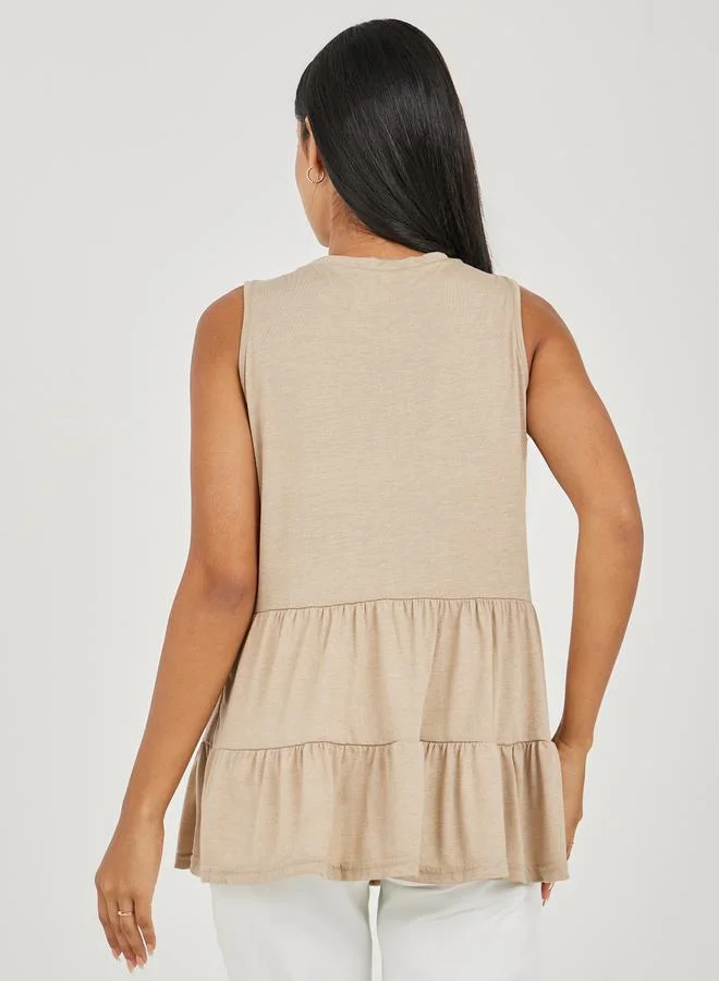 Take Two Solid Tiered Sleeveless Top