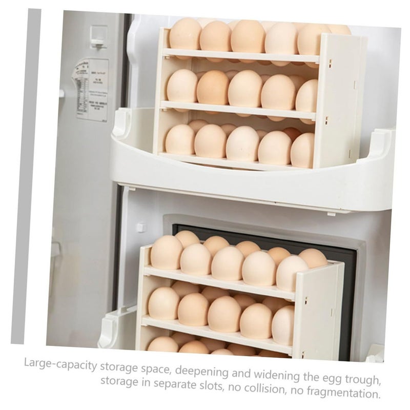 Plastic Foldable Egg Holder Rack Multi Grid Storage Container For Refrigerator Side Door White - Image 5