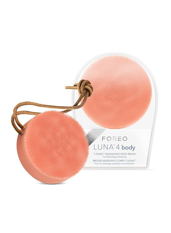 FOREO Luna 4 Body Brush - Exfoliating Body Scrubber  - Premium Lymphatic Drainage Skincare Tool - IP68 Waterproof - Strawberry Legs Treatment (Peach Perfect) - Image 1