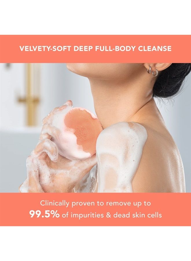 FOREO Luna 4 Body Brush - Exfoliating Body Scrubber  - Premium Lymphatic Drainage Skincare Tool - IP68 Waterproof - Strawberry Legs Treatment (Peach Perfect) - Image 2