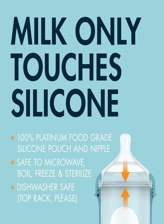 Boon Nursh Reusable Silicone Pouch Baby Bottles - Medium Flow Nipple - Silicone Baby Bottle Pouch and Nipple - Baby Feeding Essentials - Tie Dye - 3-6 Months - 3 Count - 8 Ounce - Image 4