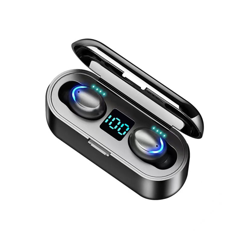 سماعات أذن لاسلكية سوداء بصوت مجاور ثلاثي الأبعاد 8D - سماعة أذن داخلية بشرائح Bluetooth المتقدمة 5.1 للاستخدام اليومي والرياضية والالعاب - Image 1