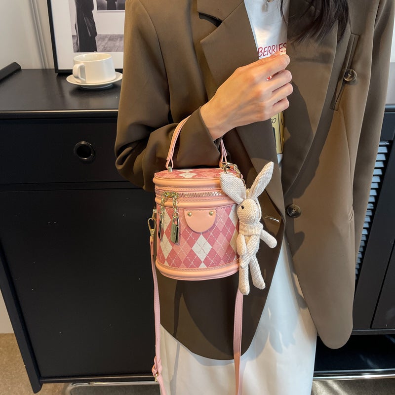 Popular Style Rhombic Cylinder Bag Women'S 2024 Women'S Bag Casual Crossbody Bag Portable Bucket Bag Women'S - Image 2