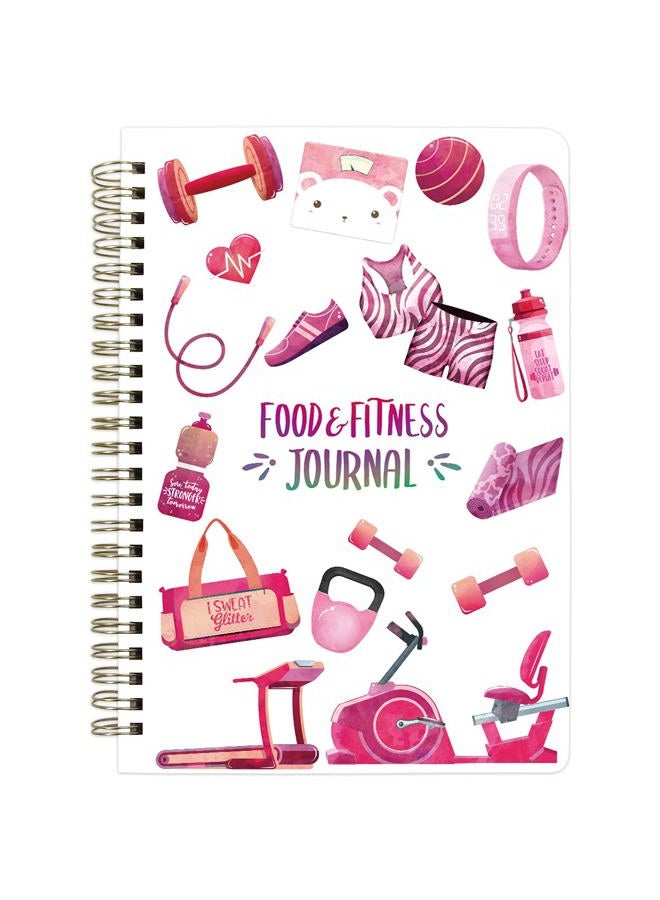 ceiba tree Food and Fitness Journal Diary Workout Wellness Log Notebook Planner Weight Loss Diet Meal Exercise Training Health Tracker 6.1" x 8.5" - Image 1