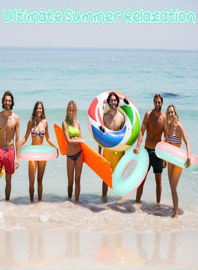 ShinyRelief مجموعة عوامات حمام سباحة قابلة للنفخ من ShinyRelief مكونة من 4 قطع بألوان الباستيل، على شكل عوامات ماكارون، مناسبة للأطفال والكبار، حلقات سباحة، عوامات، ألعاب، لوازم حفلات توديع العزوبية الصيفية على الشاطئ وحمام السباحة (أخضر، وردي، 28 بوصة) - Image 5