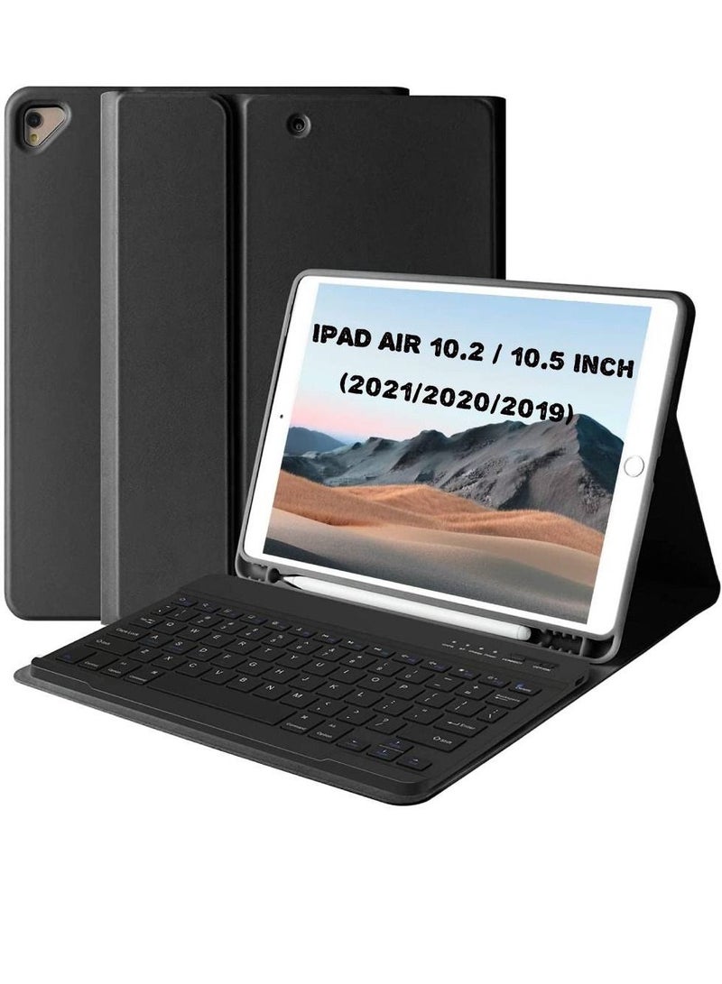 IAF iPad 9th Generation Case with Keyboard 10.2-inch 2021, Detachable BT Keyboard with Magnetic, ipad Air 3rd Generation Case With Keyboard 10.5", 8th/7th Gen (2020/2019) With Pencil Holder Black