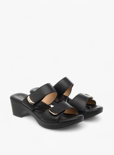 Flora Bella By Shoexpress Women Textured Slip-On Sandals with Block Heel