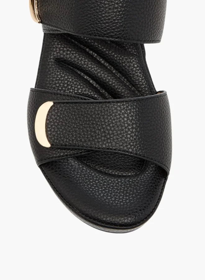 Flora Bella By Shoexpress Women Textured Slip-On Sandals with Block Heel