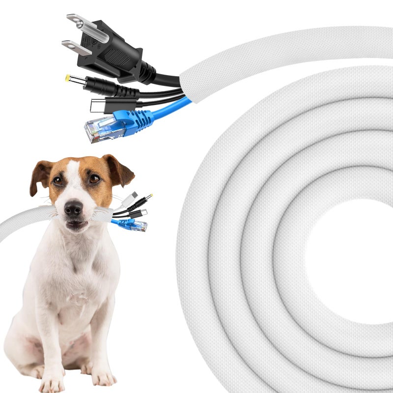 Secbolt Cord Protectors from Pets No Chew, 10ft - 1/2 inch Ultra Durable Cord Covers for Pets, Bite-Resistant Cable and Wire Protector for Cats, Dogs, Rabbits - White - Image 1