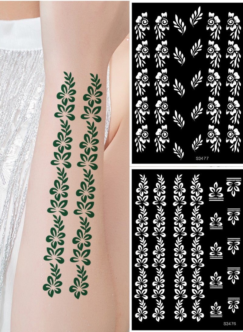 AROAQ Henna Tattoo Stencils,  Indian Temporary Tattoo Templates, Multi-purpose Removable Tattoo Stickers, Durable Body Art Stencil For Women Girls And Kids, ( S3470, 1Pc ) - Image 3