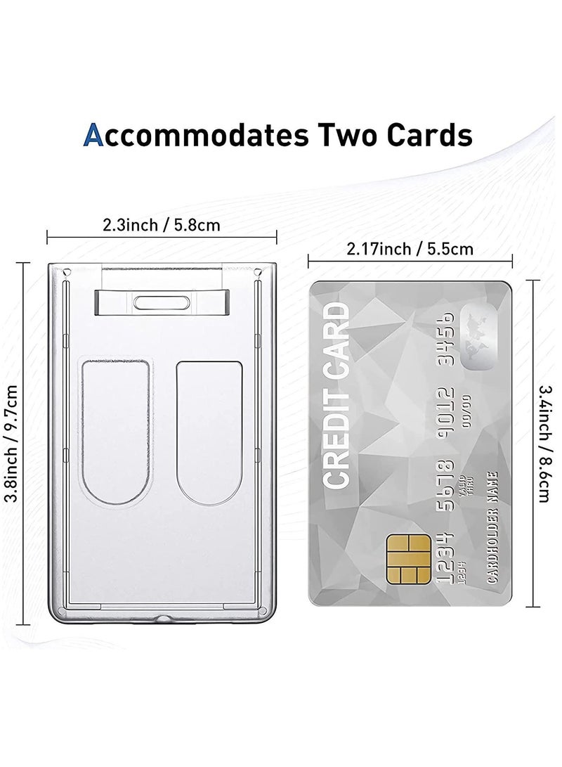 XiuWoo Heavy-Duty Badge Holders Rigid Hard Plastic ID Access Vertical Holder Dual 2-Sided Transparent Credit Card Protector Case(10 Pieces) - Image 5