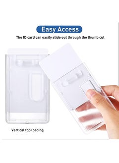 XiuWoo Heavy-Duty Badge Holders Rigid Hard Plastic ID Access Vertical Holder Dual 2-Sided Transparent Credit Card Protector Case(10 Pieces)  - Image 2