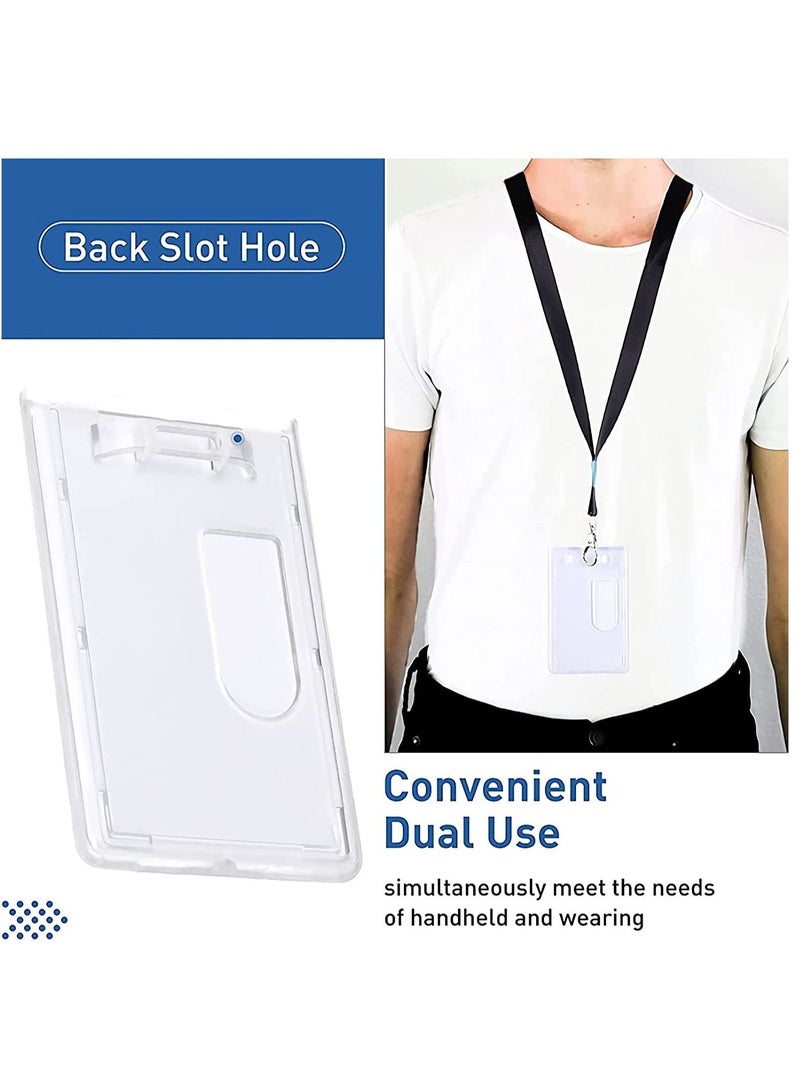 XiuWoo Heavy-Duty Badge Holders Rigid Hard Plastic ID Access Vertical Holder Dual 2-Sided Transparent Credit Card Protector Case(10 Pieces) - Image 3