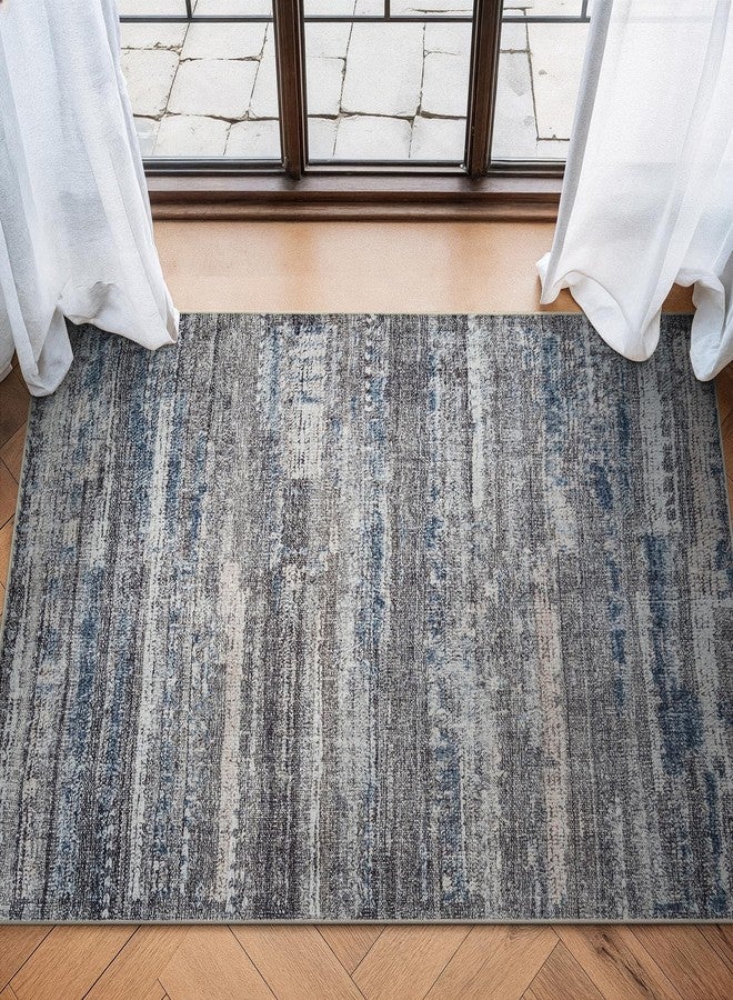 Bloom Rugs Washable Non-Slip 3' x 5' Rug - Gray/Blue/Blush Modern Abstract Area Rug for Living Room, Bedroom, Dining Room, and Kitchen - Exact Size: 3' x 5' - Image 1