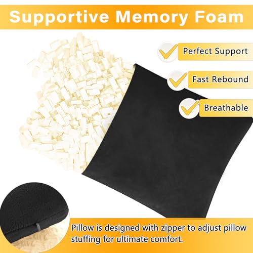 1 MIDDLE ONE 2 Pack Small Pillow, Memory Foam Mini Pillow 11 X 7 Inches for Travel, Sleeping, Nap and Neck, Knee, Lumbar Support, Tiny Cushion for Pet, Dogs (Black) - Image 2