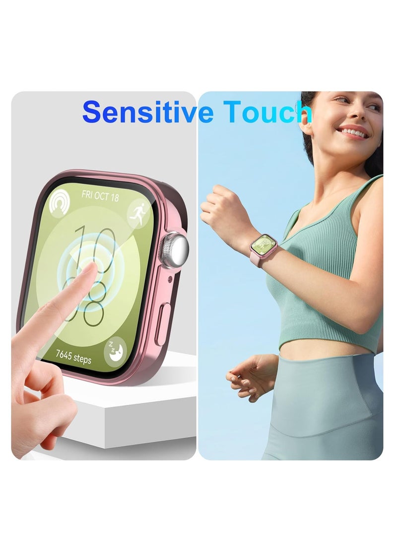 Barakah 4Pack Case Compatible with HUAWEI WATCH FIT 3 Screen Protector, Soft TPU Face Cover, Scratch Resistant Full Protective Bumper Set, Ultra-Thin Smartwatch Accessorie, Transparent, Rose Gold, Black, Pink - Image 2