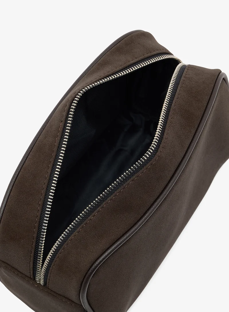 Robert Wood  Zip Closure Suede Toiletry Bag for Men | Best Price UAE