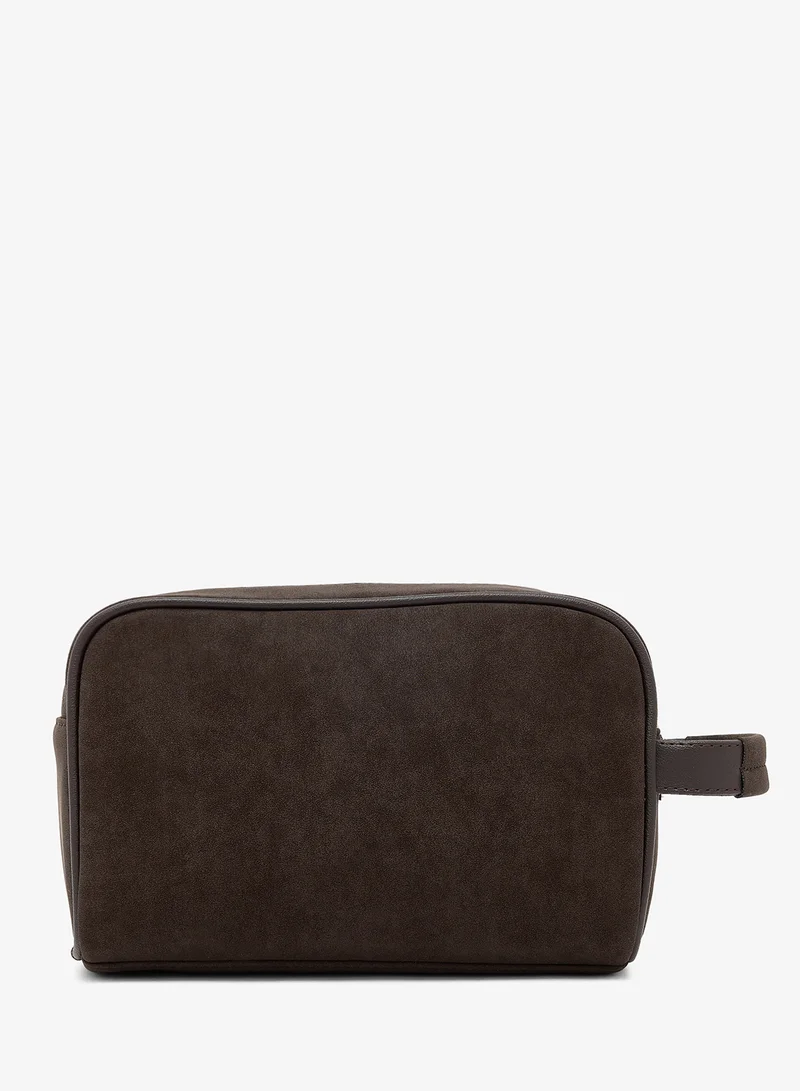 Robert Wood  Zip Closure Suede Toiletry Bag for Men | Best Price UAE