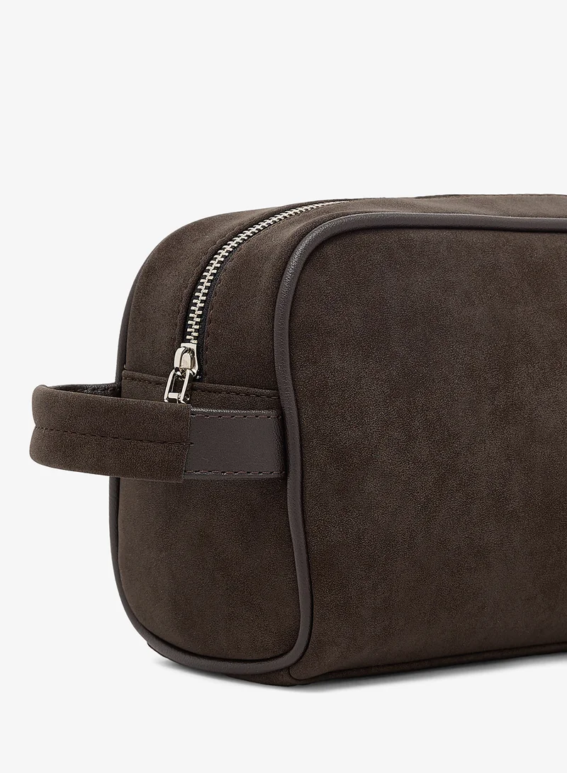 Robert Wood  Zip Closure Suede Toiletry Bag for Men | Best Price UAE