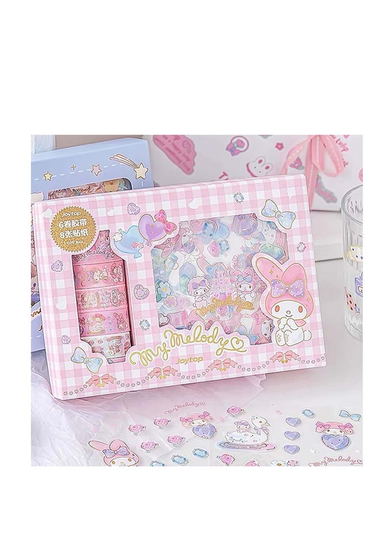 Generic Adorable Kawaii Animal Washi Tape Set with 6 Rolls and 8 Gold Foil Designs for Scrapbooking Journaling DIY Crafts and Planners  - Image 2