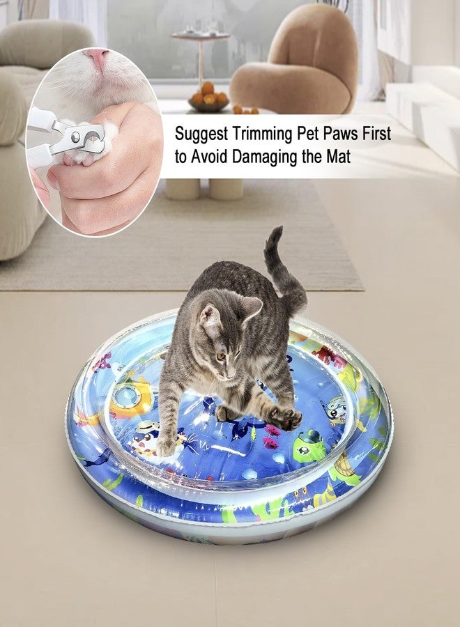 Baoyemes Inflatable Cat Dog Baby Water Mat Toy, [Newly Upgraded, 2 Layers Thickened] Premium Anti-Scratch Leak Proof Mat, with Floating Fish for Indoor Kitten Cats & Kids to Swatting Exercise Hunting (Dolphin) - Image 3