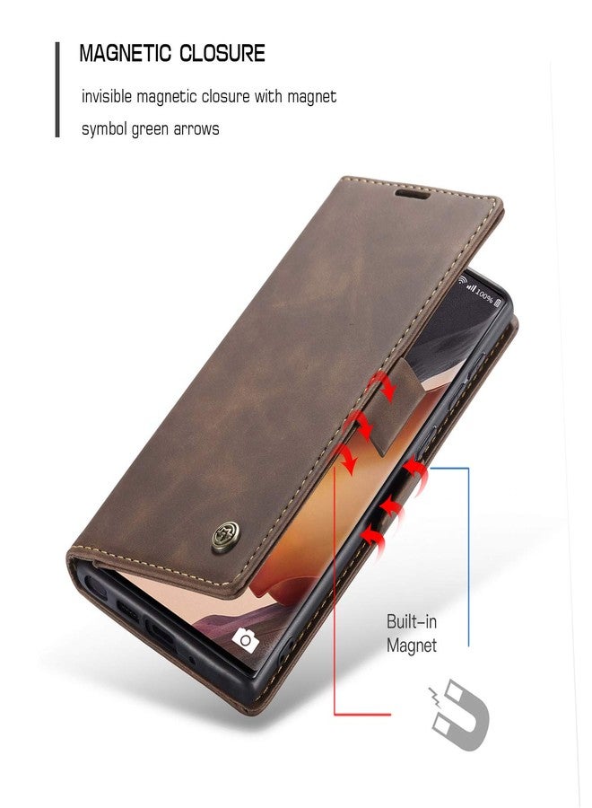 Kowauri جراب Kowauri لهاتف Galaxy Note 20 Ultra، جراب محفظة جلدي بتصميم كلاسيكي مع فتحة للبطاقات وإغلاق مغناطيسي، جراب قابل للطي لهاتف Samsung Note 20 Ultra 5G (لون القهوة) - Image 3