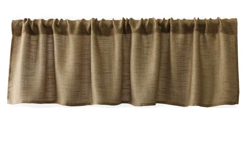 Valea Home Burlap Natural Tan Valance Rod Pocket Window Curtain Valance Rustic Home Décor 56 by 14 Inches - Image 1