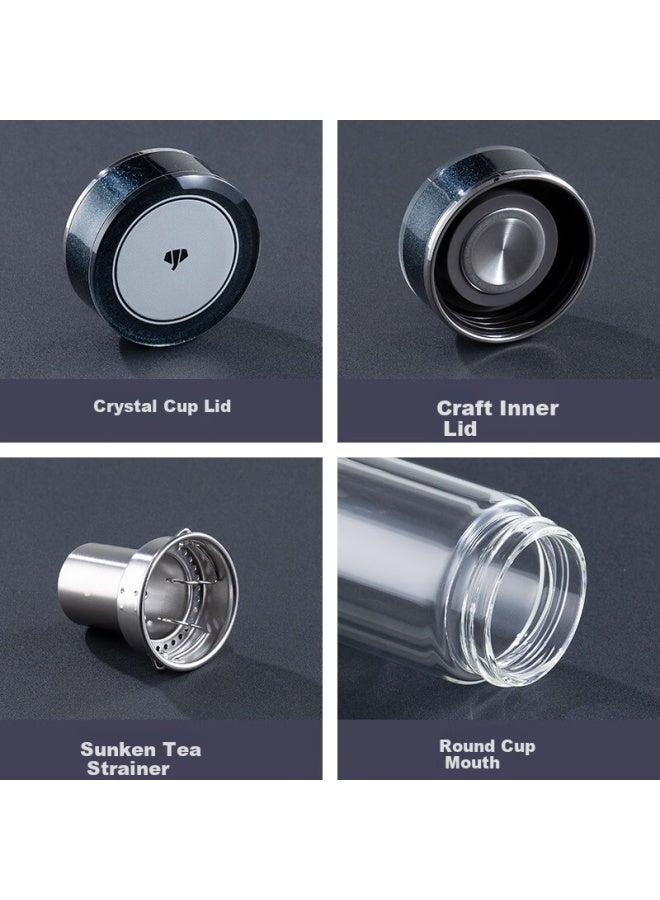 Wanxiang Silver Ion Antibacterial Glass Tea Cup Gift Set Double-Layer Tea Brewing Cup Av12L Moonlight Silver Business Cup 360Ml Water Cup - Image 3