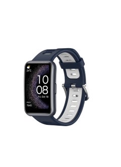 Generic Huawei Watch Fit Special Edition Two-Color Silicone Watch Band( blue white)  - Image 1